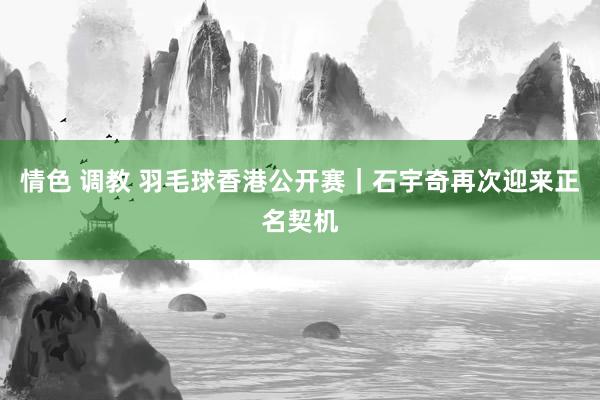 情色 调教 羽毛球香港公开赛｜石宇奇再次迎来正名契机