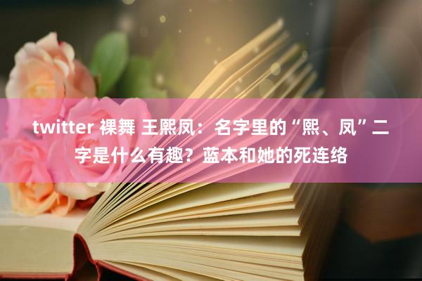 twitter 裸舞 王熙凤：名字里的“熙、凤”二字是什么有趣？蓝本和她的死连络