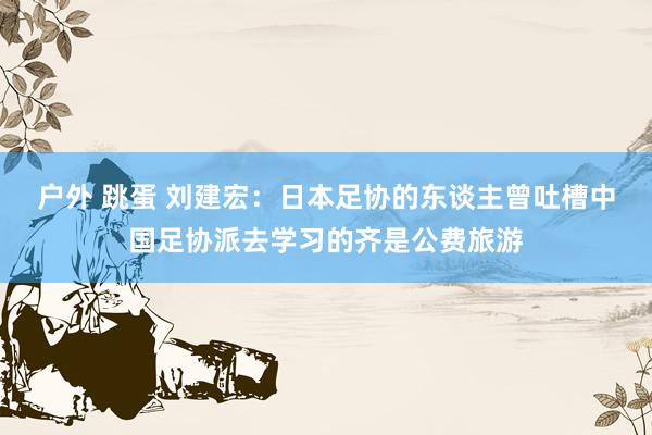 户外 跳蛋 刘建宏：日本足协的东谈主曾吐槽中国足协派去学习的齐是公费旅游