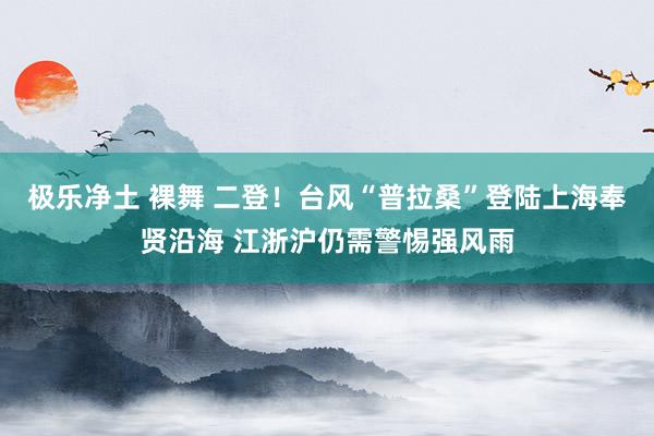 极乐净土 裸舞 二登！台风“普拉桑”登陆上海奉贤沿海 江浙沪仍需警惕强风雨