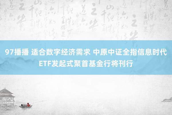 97播播 适合数字经济需求 中原中证全指信息时代ETF发起式聚首基金行将刊行