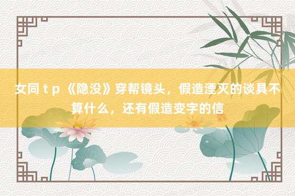 女同 t p 《隐没》穿帮镜头，假造湮灭的谈具不算什么，还有假造变字的信