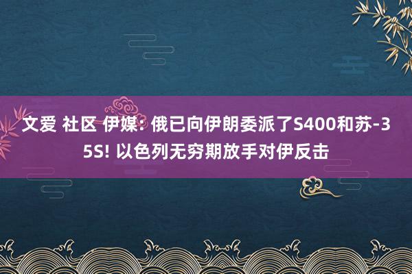 文爱 社区 伊媒: 俄已向伊朗委派了S400和苏-35S! 以色列无穷期放手对伊反击