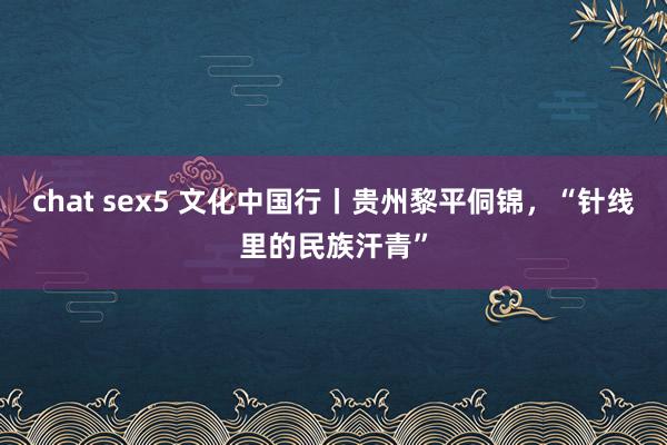 chat sex5 文化中国行丨贵州黎平侗锦，“针线里的民族汗青”