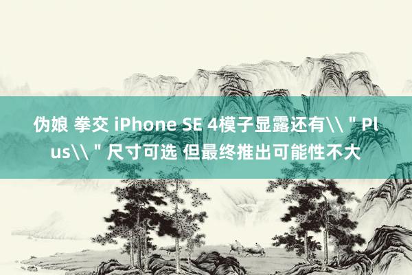 伪娘 拳交 iPhone SE 4模子显露还有\＂Plus\＂尺寸可选 但最终推出可能性不大