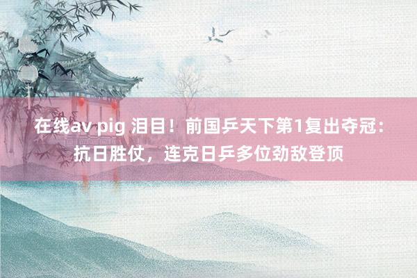 在线av pig 泪目！前国乒天下第1复出夺冠：抗日胜仗，连克日乒多位劲敌登顶