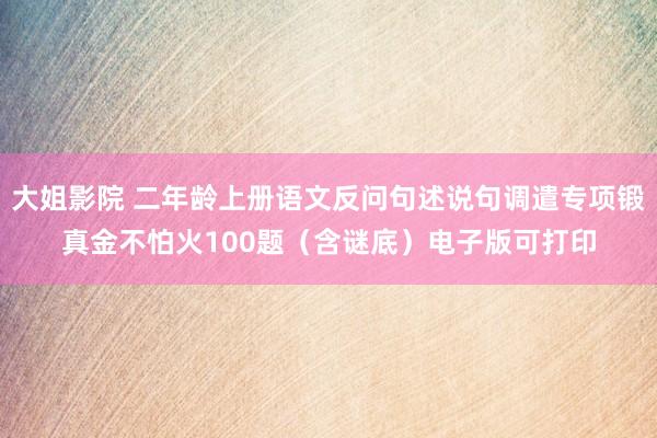 大姐影院 二年龄上册语文反问句述说句调遣专项锻真金不怕火100题（含谜底）电子版可打印