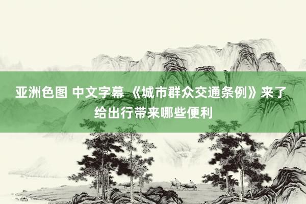 亚洲色图 中文字幕 《城市群众交通条例》来了 给出行带来哪些便利