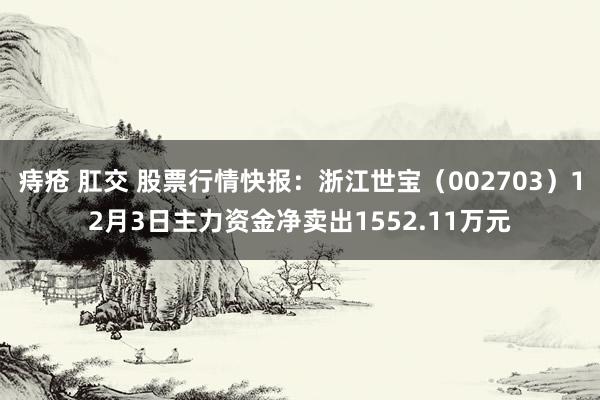 痔疮 肛交 股票行情快报：浙江世宝（002703）12月3日主力资金净卖出1552.11万元