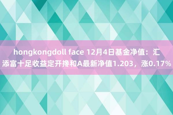 hongkongdoll face 12月4日基金净值：汇添富十足收益定开搀和A最新净值1.203，涨0.17%