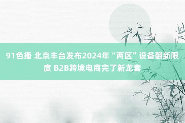 91色播 北京丰台发布2024年“两区”设备翻新限度 B2B跨境电商完了新龙套