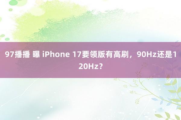 97播播 曝 iPhone 17要领版有高刷，90Hz还是120Hz？