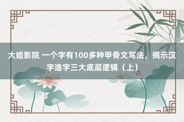 大姐影院 一个字有100多种甲骨文写法，揭示汉字造字三大底层逻辑（上）