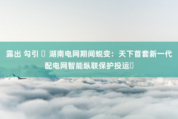 露出 勾引 ‌湖南电网期间蜕变：天下首套新一代配电网智能纵联保护投运‌